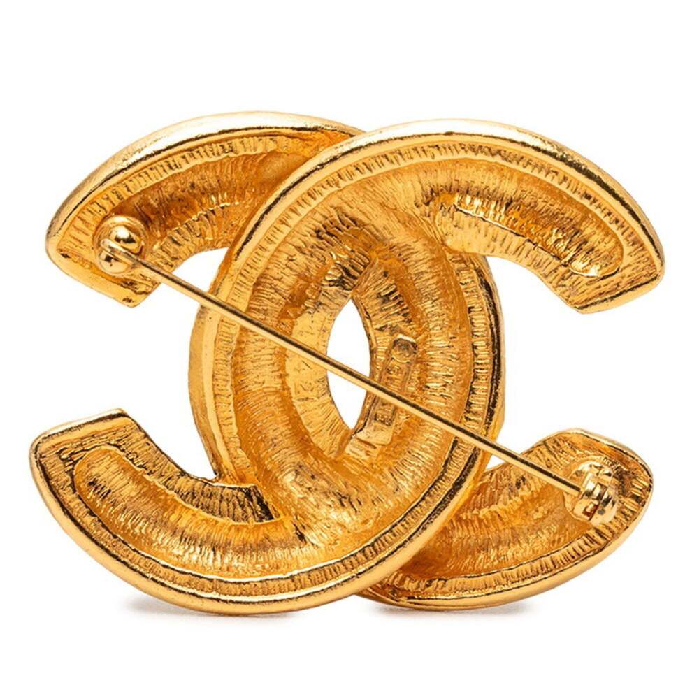 CHANEL Authentic Gold Logo Brooch - Picture 2 of 3